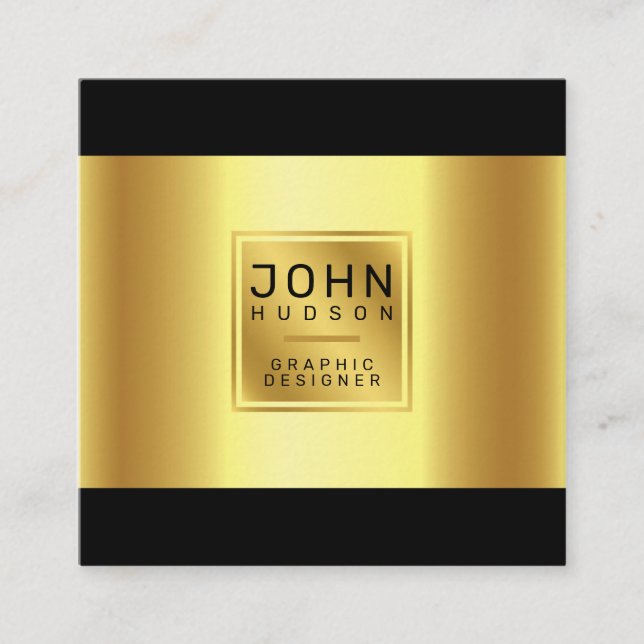 Elegante Black and Gold Business Card Quadratische Visitenkarte (Vorderseite)
