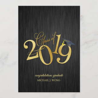 Elegante Black and Gold Class 2019 Abschluss Einladung