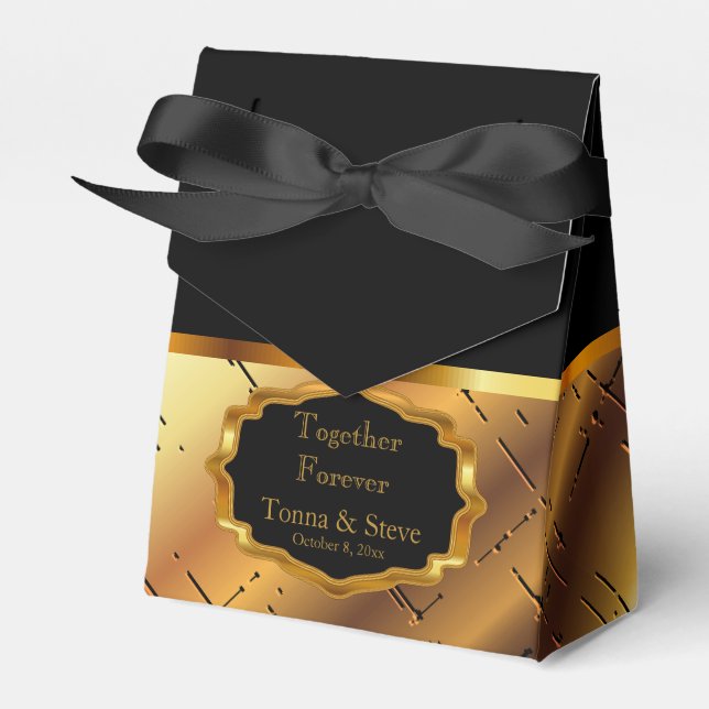 Elegante Black and Gold Fevor Box Geschenkschachtel (Vorderseite)
