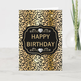 Elegante Black and Gold Glitzer Leopard Spots Karte
