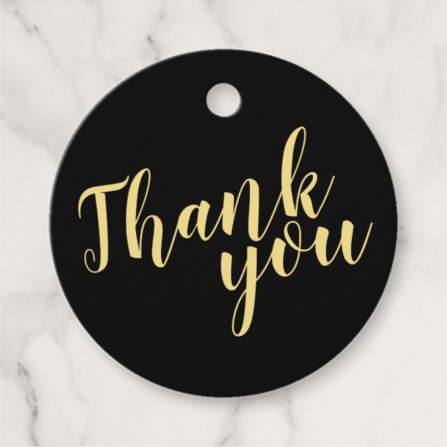 Elegante Black and Gold Hochzeit Vielen Dank Geschenkanhänger (Vorderseite)