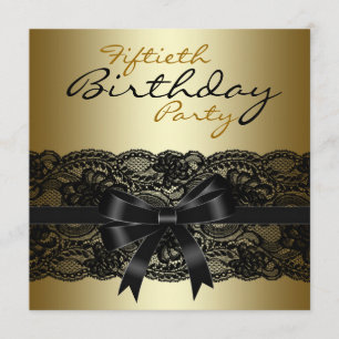 Elegante Black and Gold Lace Geburtstagsparty Einladung
