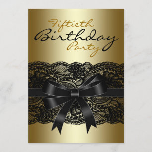 Elegante Black and Gold Lace Geburtstagsparty Einladung