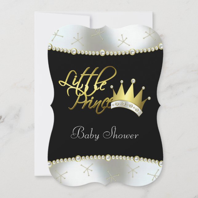 Elegante Black and Gold Little Prince Baby Dusche Einladung (Vorderseite)