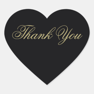 Elegante Black and Gold Monogram Vielen Dank Herz-Aufkleber