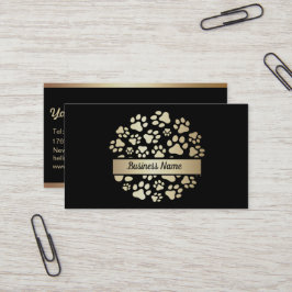 Elegante Black and Gold Pet Groomer Business Card Visitenkarte