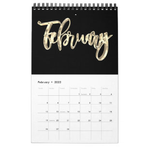 Elegante Black and Gold Script Typografie Moderne Kalender