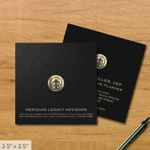 Elegante Black and Gold Square Business Cards Quadratische Visitenkarte
