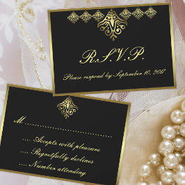 Elegante Black and Gold UAWG RSVP Karte