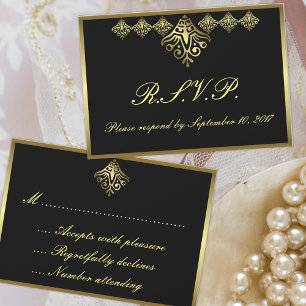Elegante Black and Gold UAWG RSVP Karte
