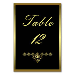 Elegante Black and Gold Wedding Number 12 Tischnummer