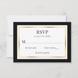 Elegante Black and Gold Wedding RSVP Card