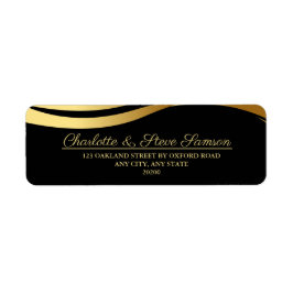 Elegante Black and Gold Wedding Rücksendeadresse