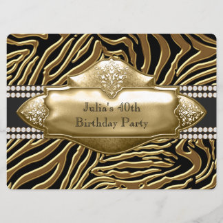 Elegante Black and Gold Zebra Geburtstagsparty Einladung