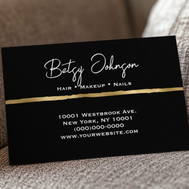 Elegante Black and Imitats Gold Business Card Visitenkarte (Von Creator hochgeladen)