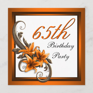 Elegante Black and Orange Tiger Lily Geburtstagspa Einladung