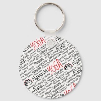 Elegante Black and Red Yoga Positionen Lotus Bloss Schlüsselanhänger