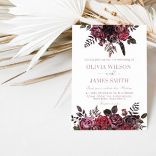 Elegante Black and Rote Rosen Wedding Party Einladung