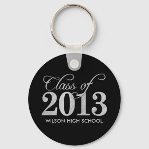 Elegante Black and Silver Class of 2013 Key-chains Schlüsselanhänger