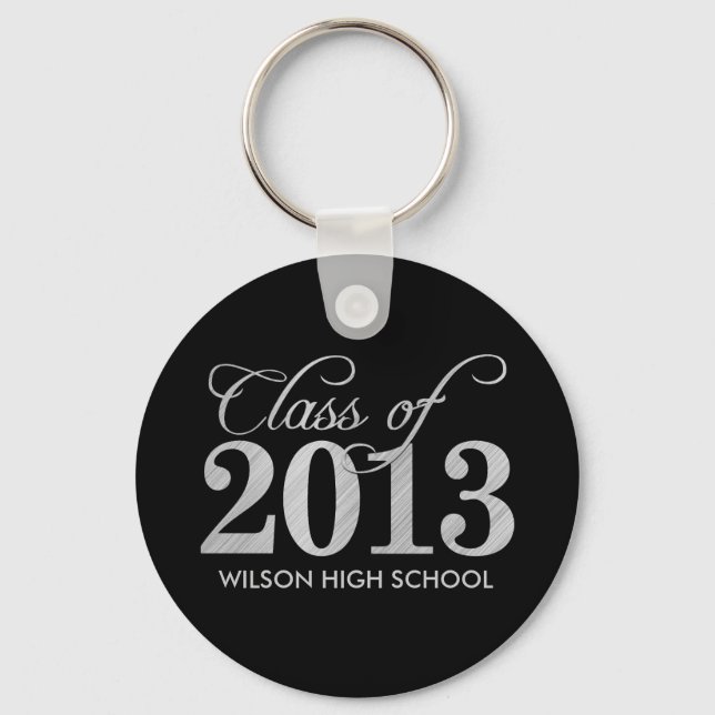 Elegante Black and Silver Class of 2013 Key-chains Schlüsselanhänger (Vorderseite)