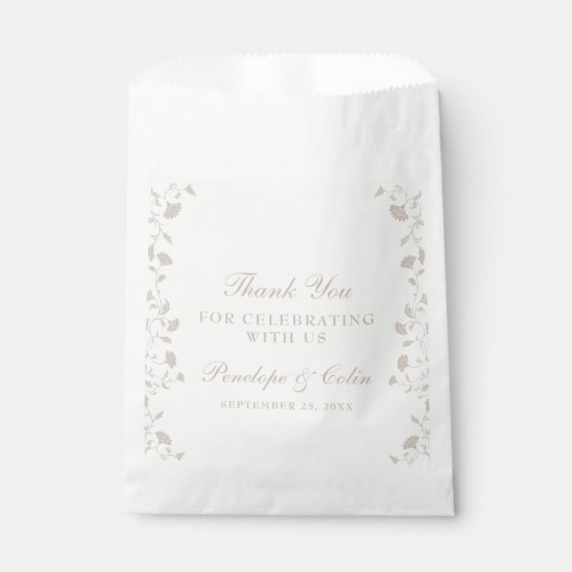 Elegante Black and Tan Regency Era Library Wedding Geschenktütchen (Vorderseite)