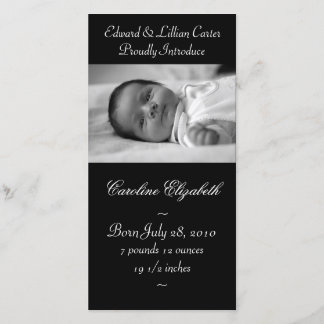 Elegante Black and White Baby Birth Annoucement Ankündigung