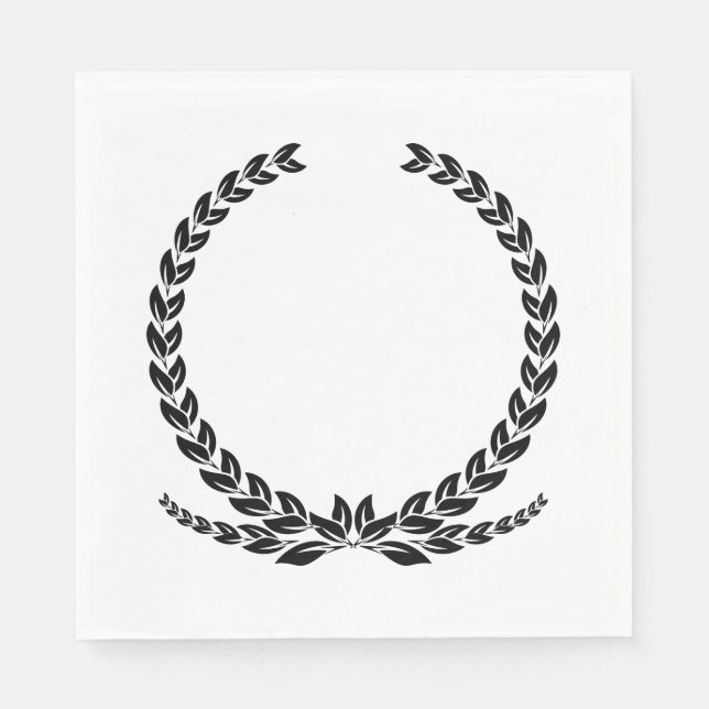 Elegante Black and White Laurel Leaf Wreath Weddin Serviette (Vorderseite)
