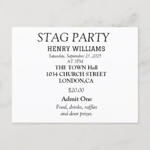 Elegante Black and White Stag Party Einladung Postkarte