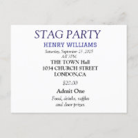 Elegante Black and White Stag Party Einladung