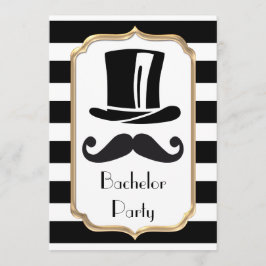 Elegante Black and White Stripe Bachelor Party Einladung