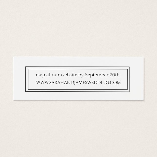 Elegante Black and White Wedding Website Mini Card (Vorderseite)