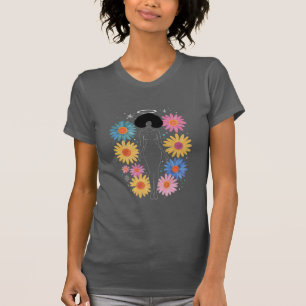 Elegante Black Angel Silhouette mit Halo T-Shirt
