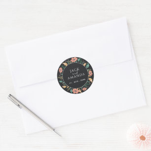 Elegante Black Blooming Blume Wedding Stickers