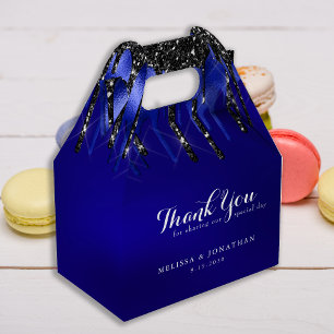 Elegante Black Blue Glitzer Tropfens Police Weddin Geschenkschachtel