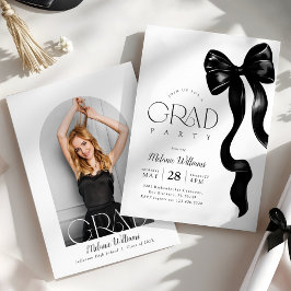 Elegante Black Bow Foto Grad Party Einladung