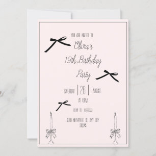 Elegante Black Bow Teen Geburtstagsparty Einladung