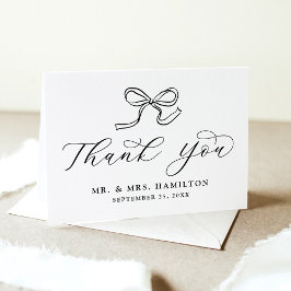 Elegante Black Bow Wedding Dankeskarte