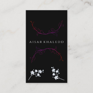 Elegante Black Business Card mit floralen Akzenten Visitenkarte