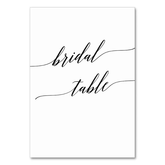 Elegante Black Calligraphy Bridal-Tischnummer Tischnummer (Vorderseite)