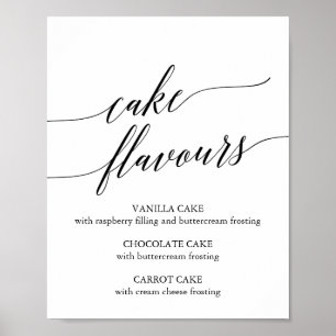 Elegante Black Calligraphy Cake Flavours Unterschr Poster