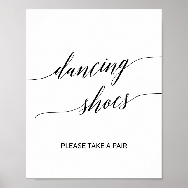 Elegante Black Calligraphy Dancing Shoes Sign Poster (Vorne)