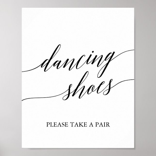 Elegante Black Calligraphy Dancing Shoes Sign Poster (Vorne)