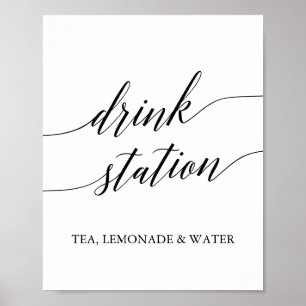 Elegante Black Calligraphy Drink Station Poster