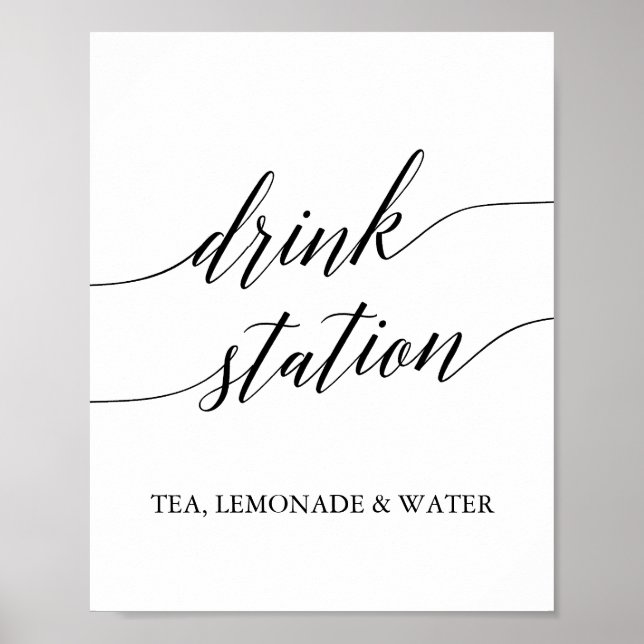 Elegante Black Calligraphy Drink Station Poster (Vorne)