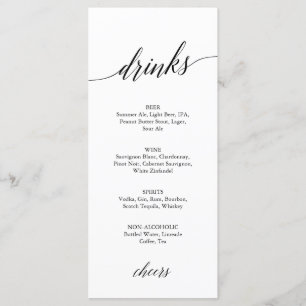 Elegante Black Calligraphy Drinks Menu Card Menükarte