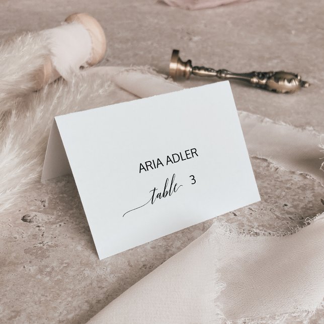 Elegante Black Calligraphy Escort-Platzkarten Tischnummer (Von Creator hochgeladen)