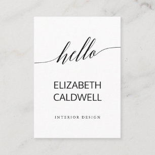 Elegante Black Calligraphy Hello Business Card Visitenkarte
