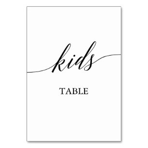 Elegante Black Calligraphy Kids Table Tischnummer