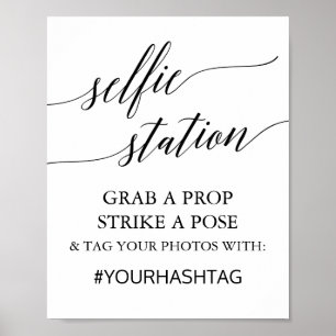 Elegante Black Calligraphy Selfie Station - Zeiche Poster