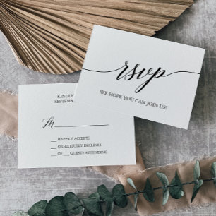 Elegante Black Calligraphy Simple RSVP Card
